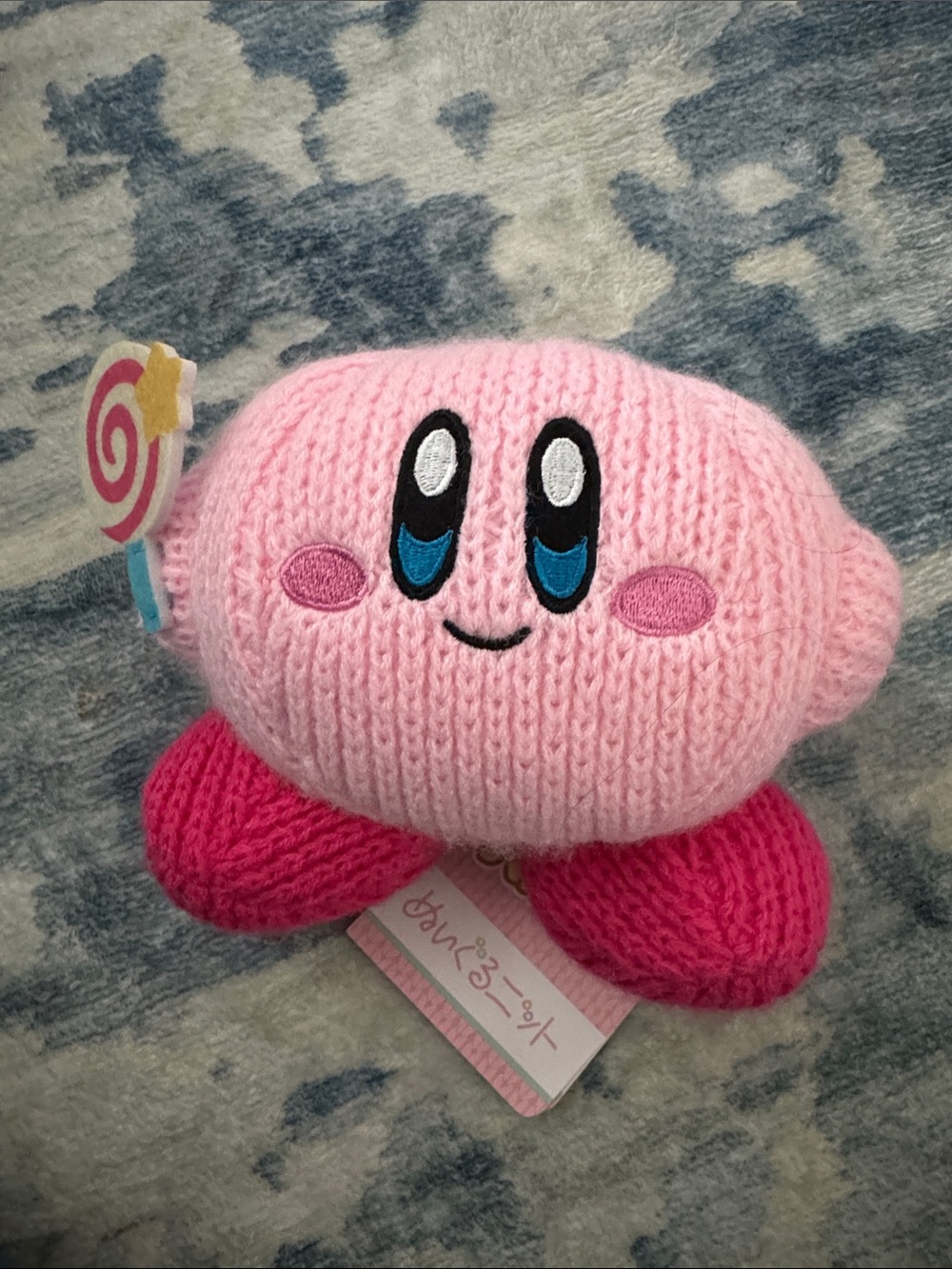 Target Pink Kirby Knit Plush with Blue Eyes and Hot Pink Feet